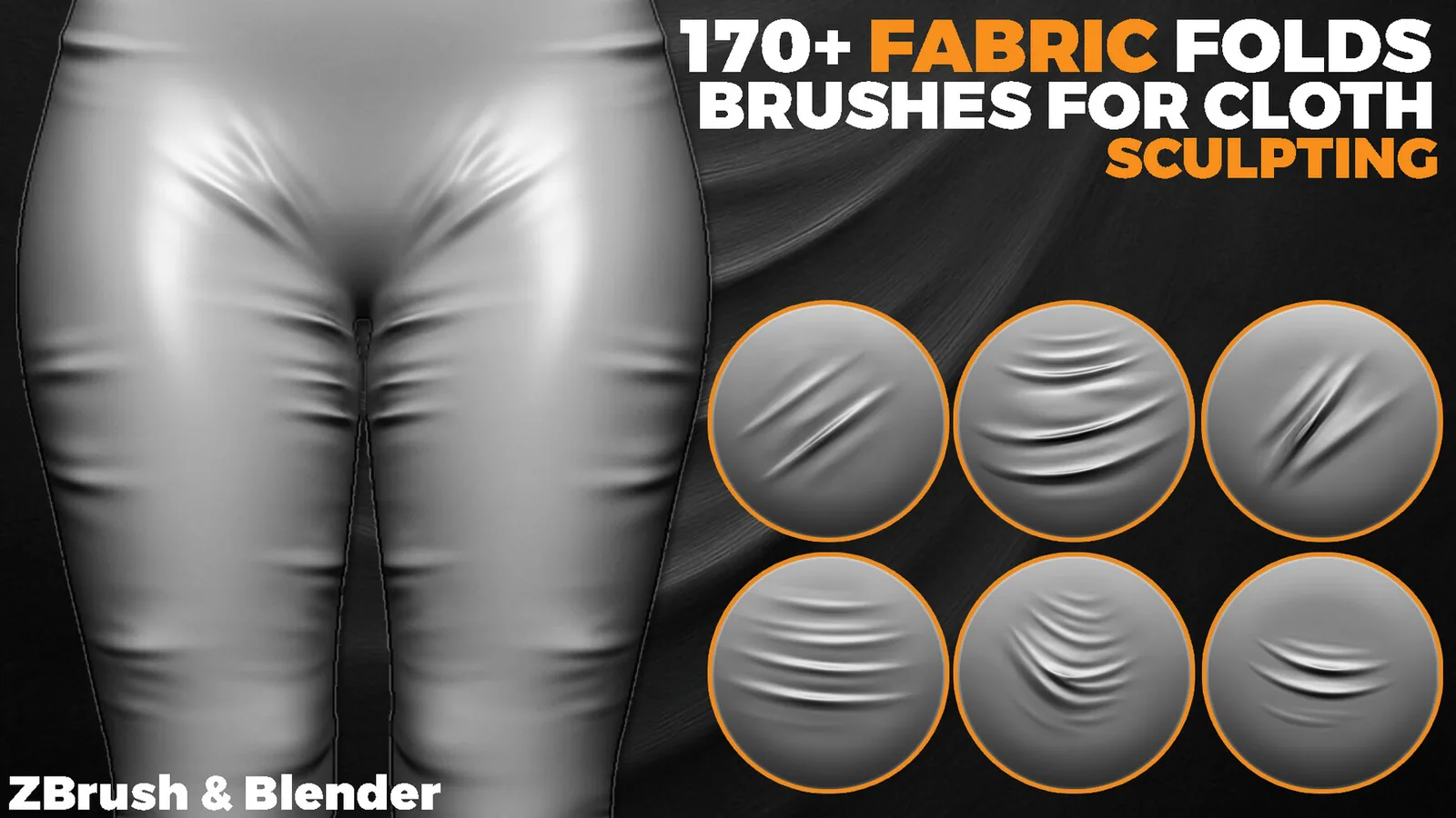 170+ Fabric Fold Brushes for ZBrush & Blender