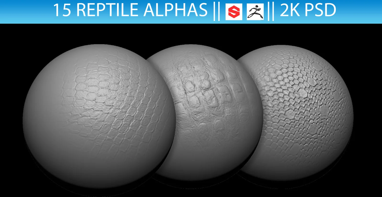 15 Reptile Alphas (ZBrush, Substance, 2K, PSD) preview 3