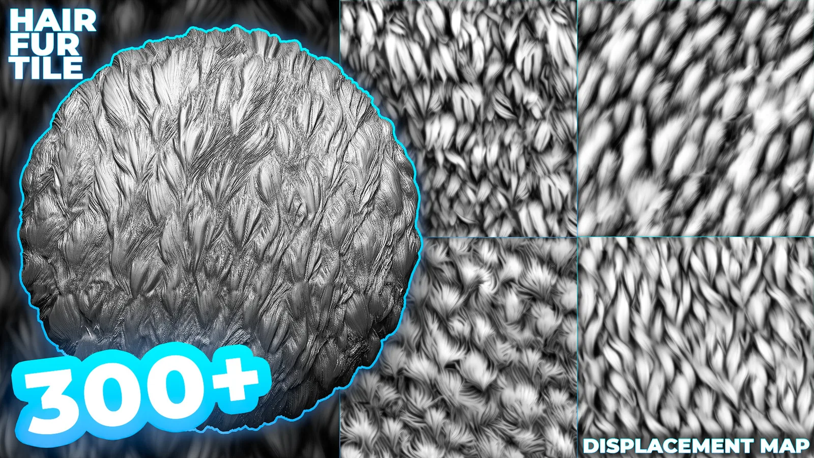 Fur Alphas (Displacement Maps) for ZBrush, Blender, Substance Painter vol. preview
