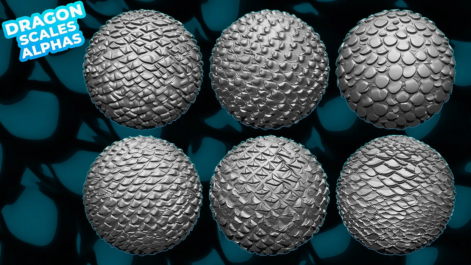 Dragon Scales Alphas for ZBrush, Blender ( tile alphas) vol. preview 1