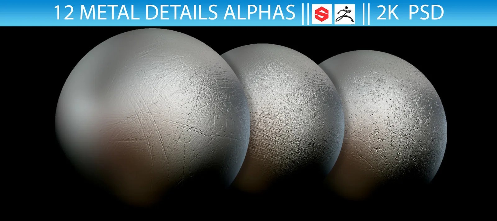 12 Metal Details Alphas (Zbrush, Substance, 2K, PSD) preview 3