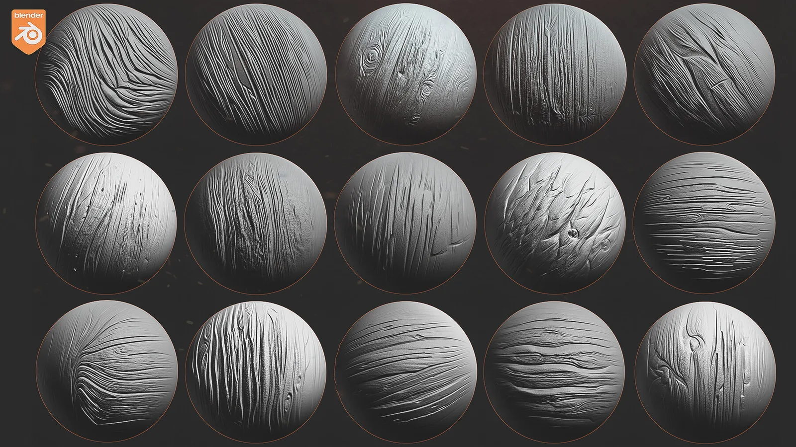 Blender Wood Sculpting Brushes vol.2. Asset Browser. preview 1