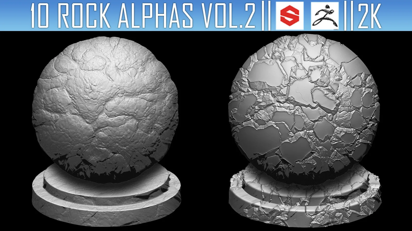 10 Rock Alphas Vol.2 (ZBRush, Substance, 2K) preview 1