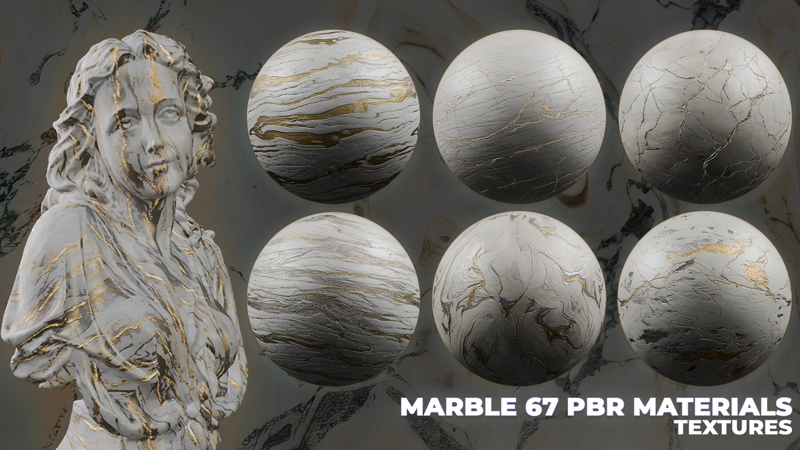 Marble PBR Materials for Blender (Bonus - Realistic Seamless Textures (K) preview