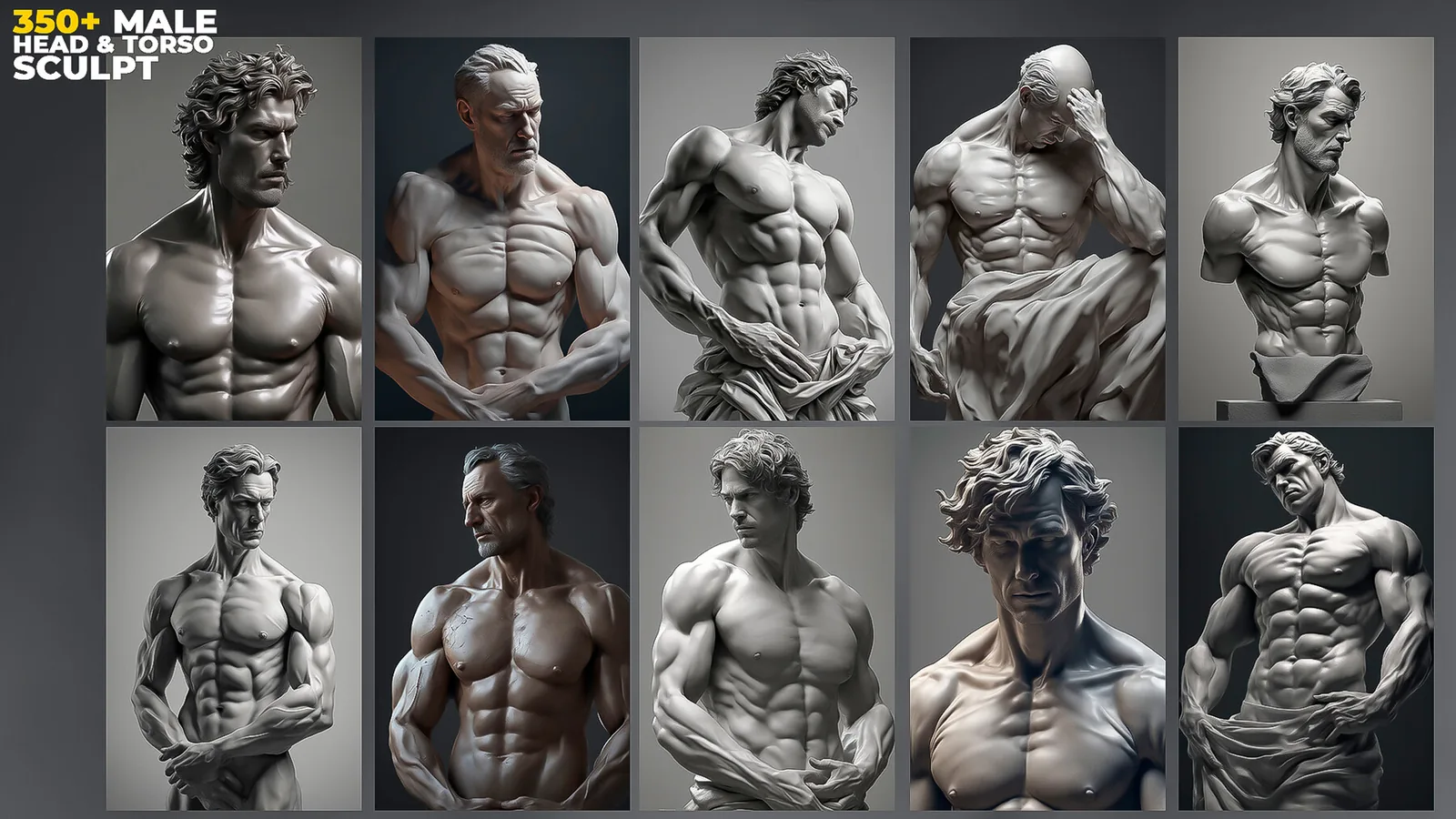 350+ Male Head & Torso Sculpt References Pictures preview 3