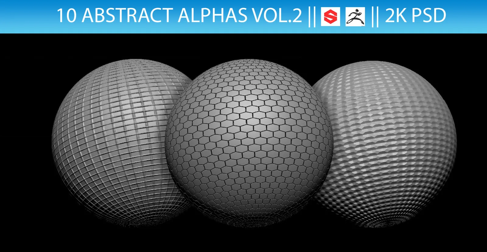 10 Abstract Alphas Vol.2 (ZBrush, Substance, 2K, PSD) preview 1