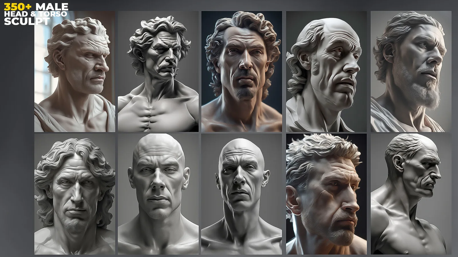 350+ Male Head & Torso Sculpt References Pictures preview 2