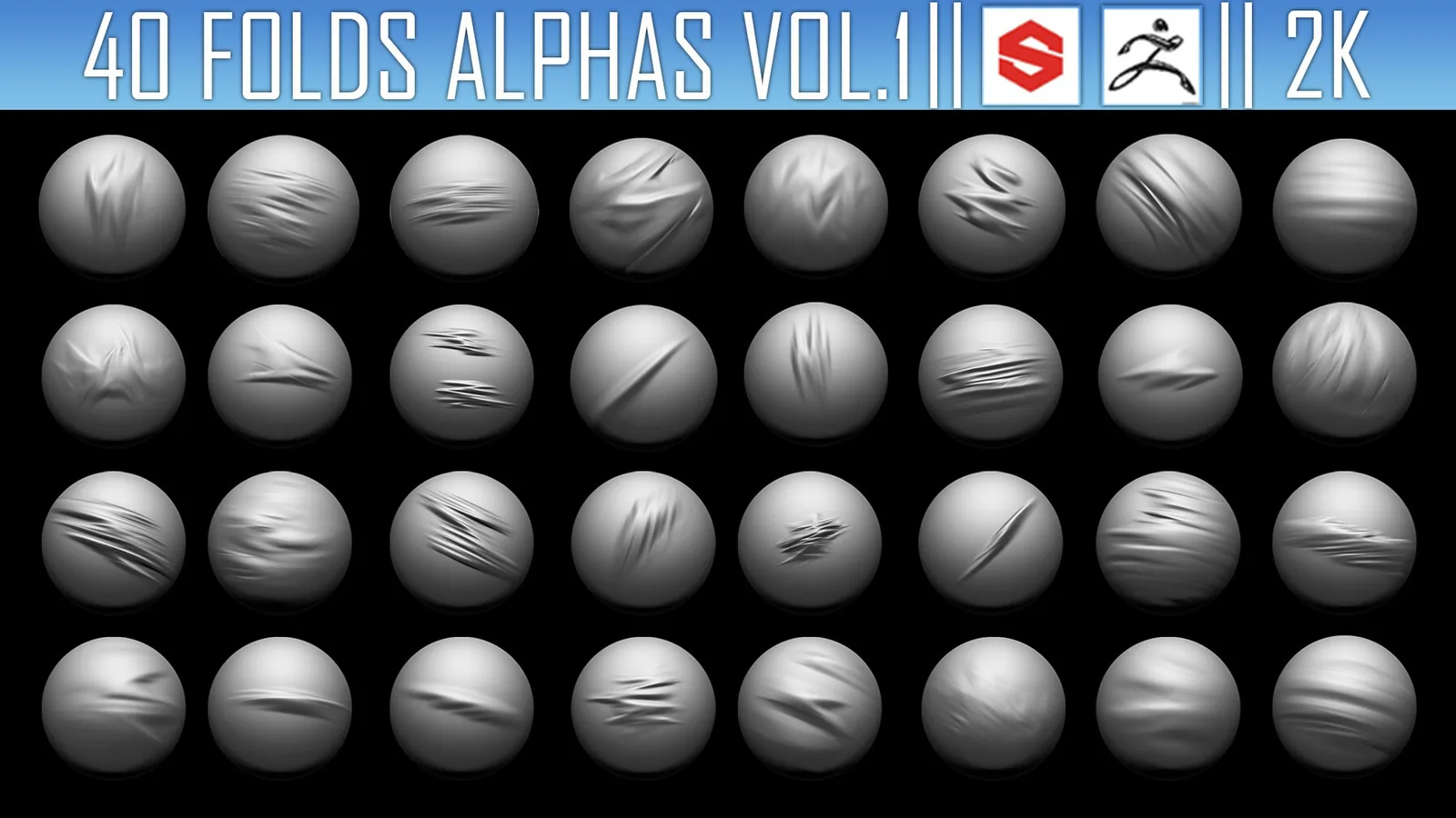 40 Folds Alphas Vol.1 (ZBRush, Substance, 2K) preview 1