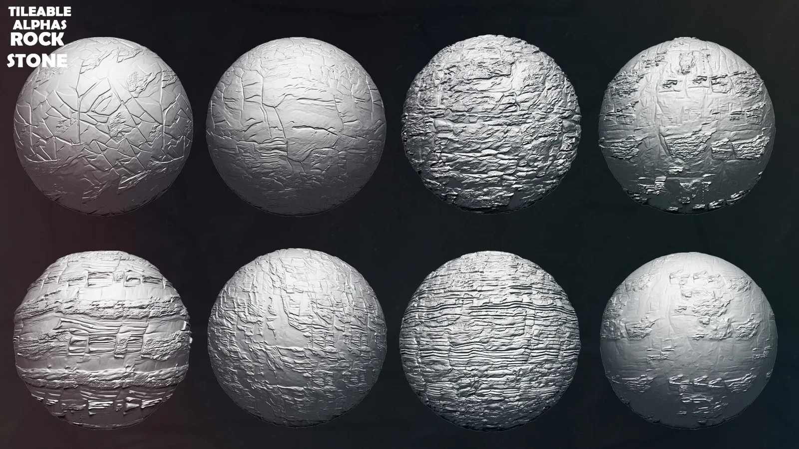 50+ Rock and Stone Tileable Alphas (ZBrush, Blender, Substance) preview 3