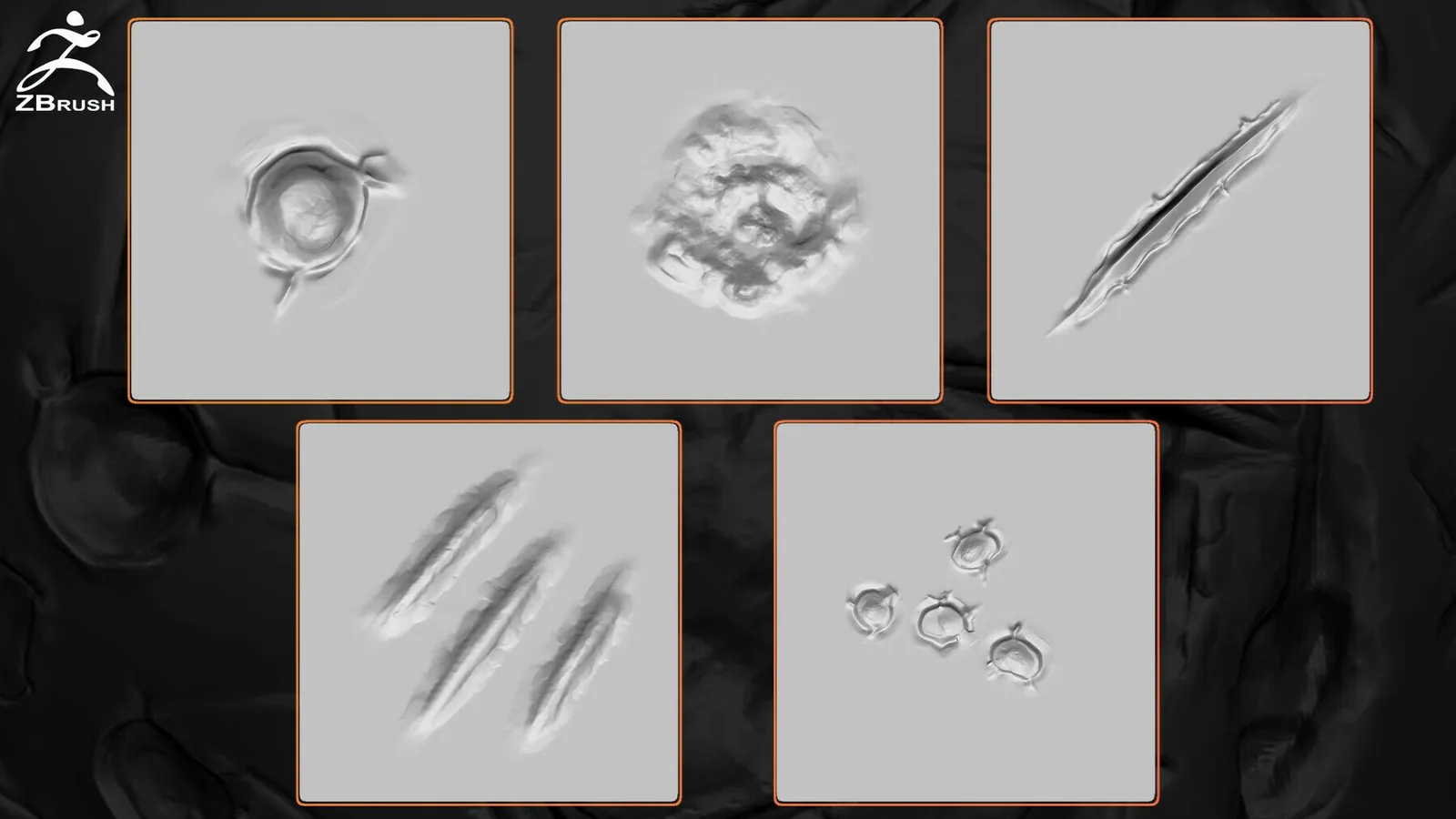 25 Metal Surface Damages VDM Brush for ZBrush (+10 Alphas) preview 3