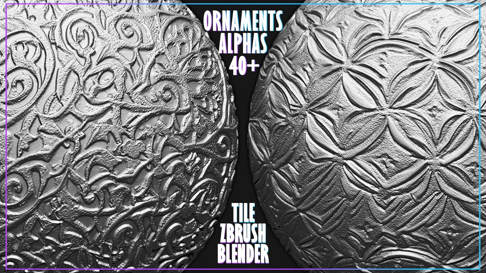 Ornaments Tileable Alphas (Displacement Maps) for ZBrush, Blender, Substance Painter vol.5