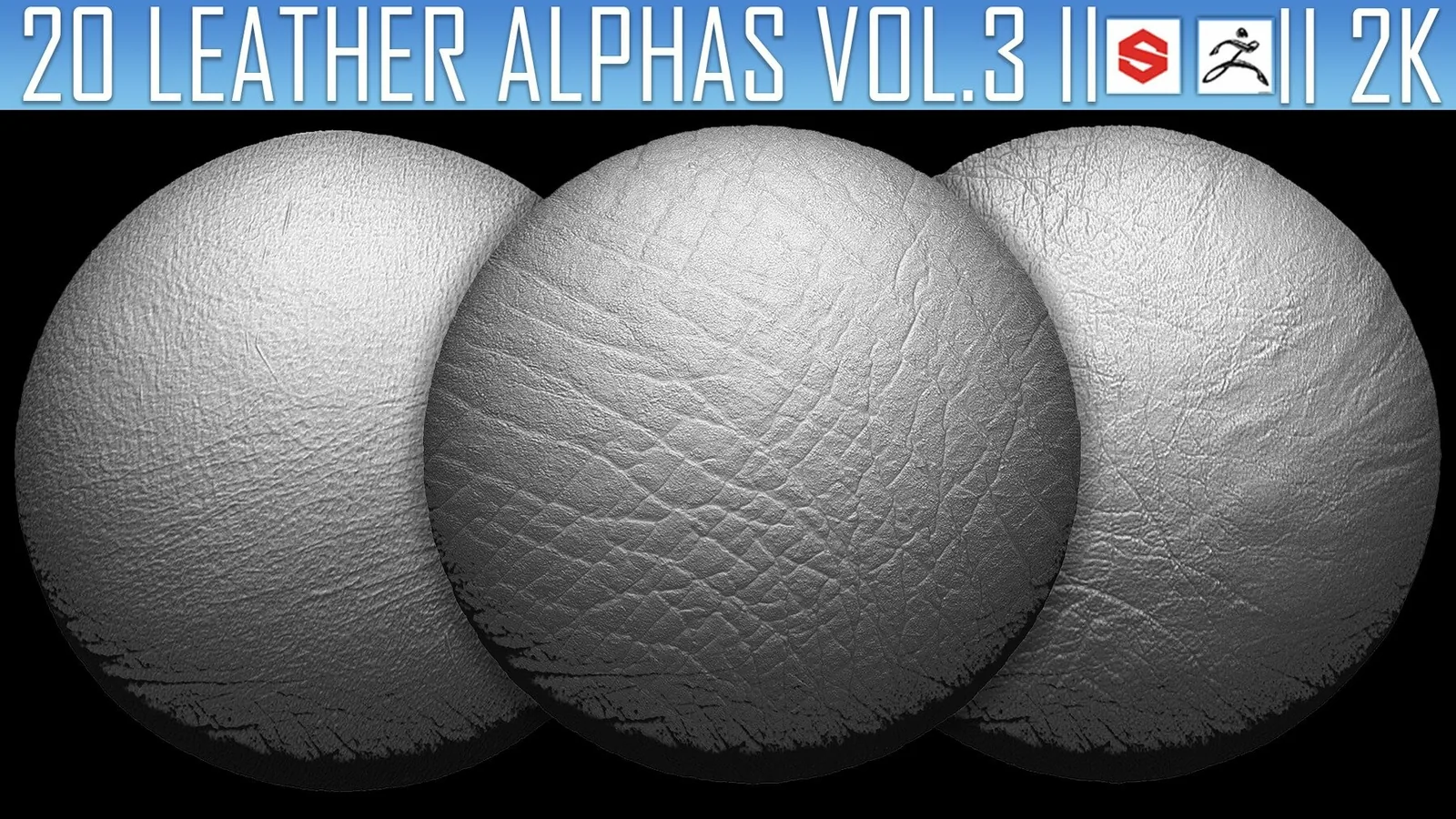 20 Leather Alphas Vol.3 (ZBrush, Substance, 2K) preview 2