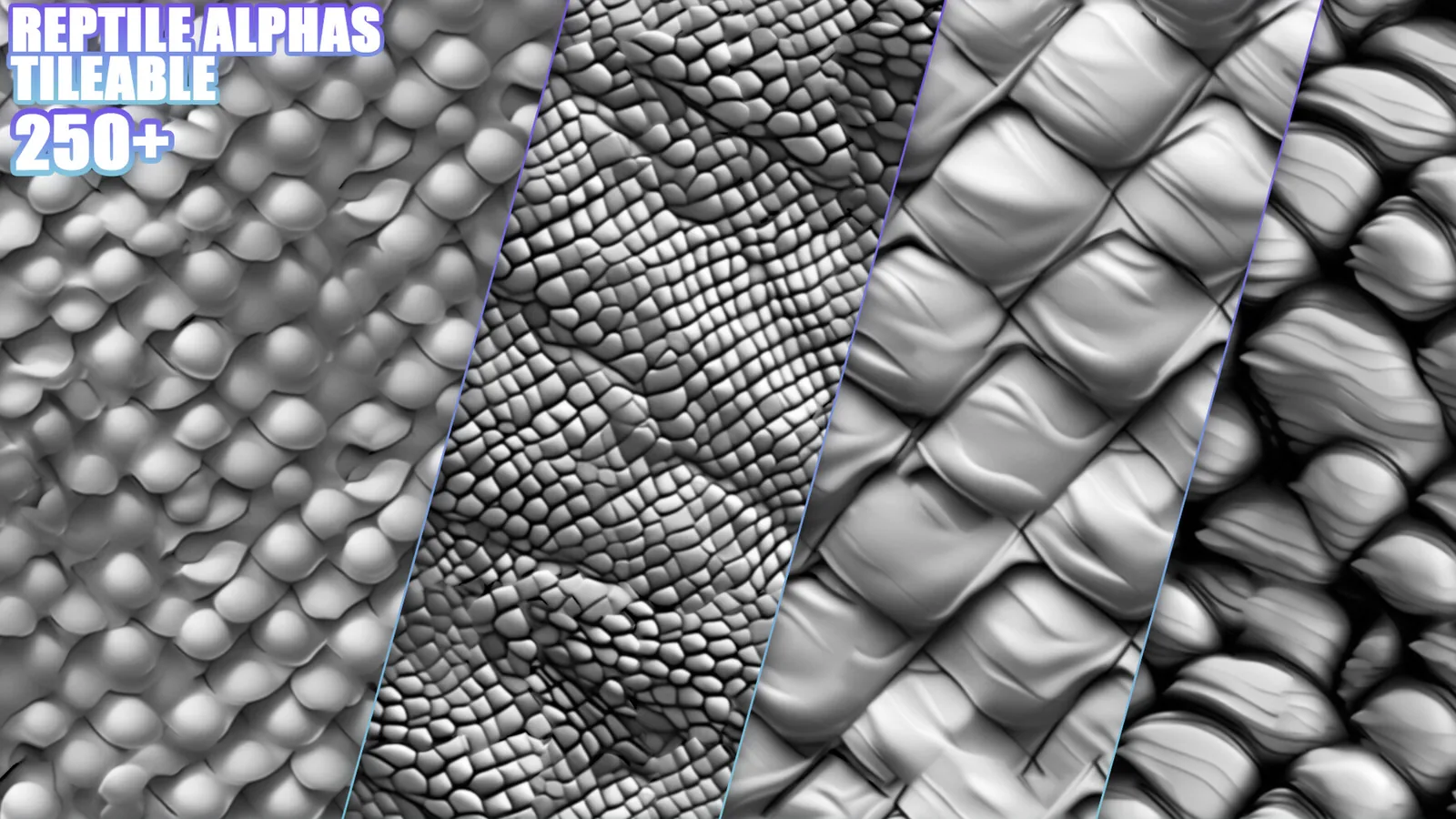 250+ Tileable Reptile, Dragon, Snake Skin Alphas for ZBrush (Displacement map) vol.4 preview 3