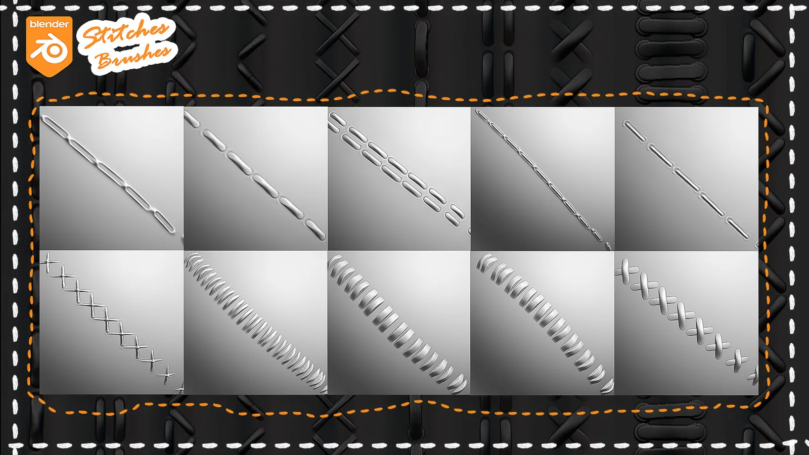 Stitches Fabric Brushes For Blender. Asset Browser. preview 2