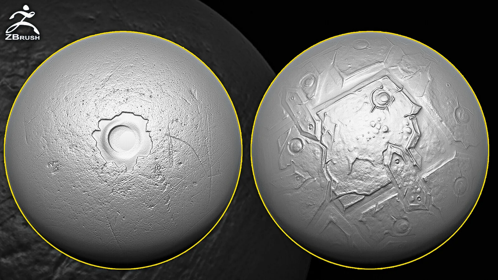 Metal Damaged Brush for ZBrush preview 2