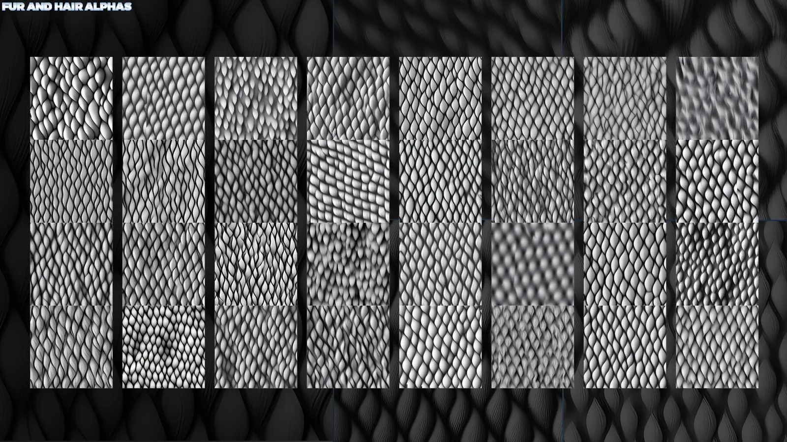 Fur and Hair Seamless Alphas (Displacement Maps) for ZBrush, Blender, Substance Painter vol. preview 3