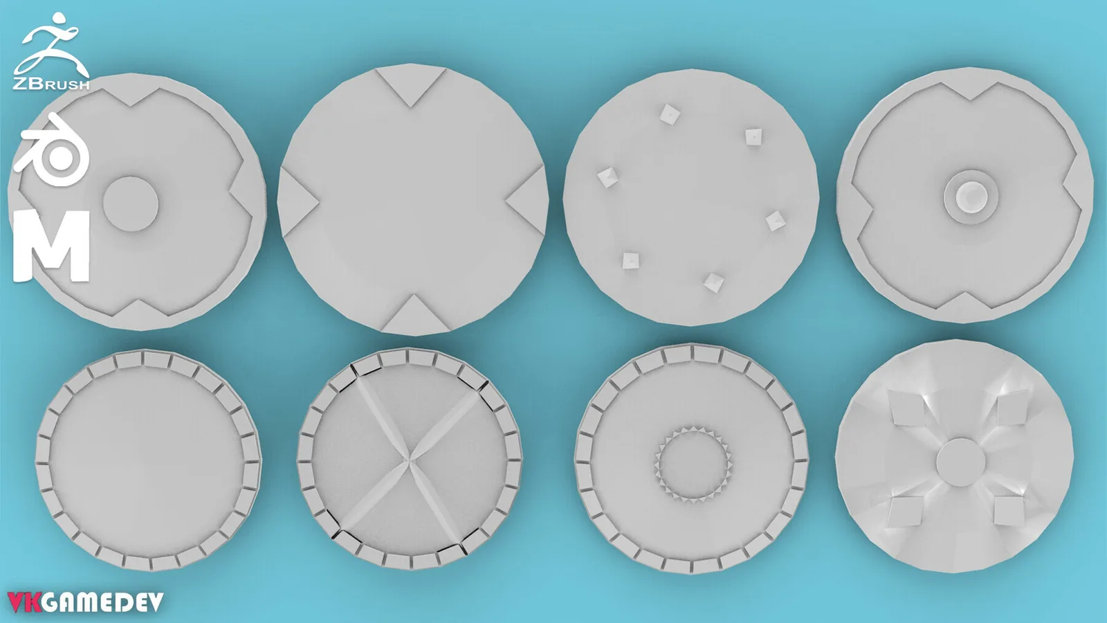 41 Medieval Shield Base Meshes (Models) preview 3