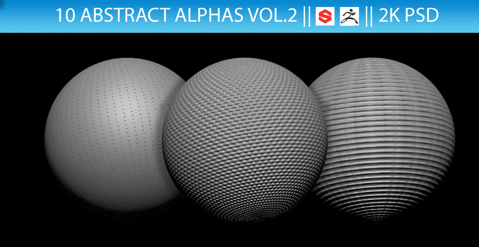 10 Abstract Alphas Vol.2 (ZBrush, Substance, 2K, PSD) preview 2