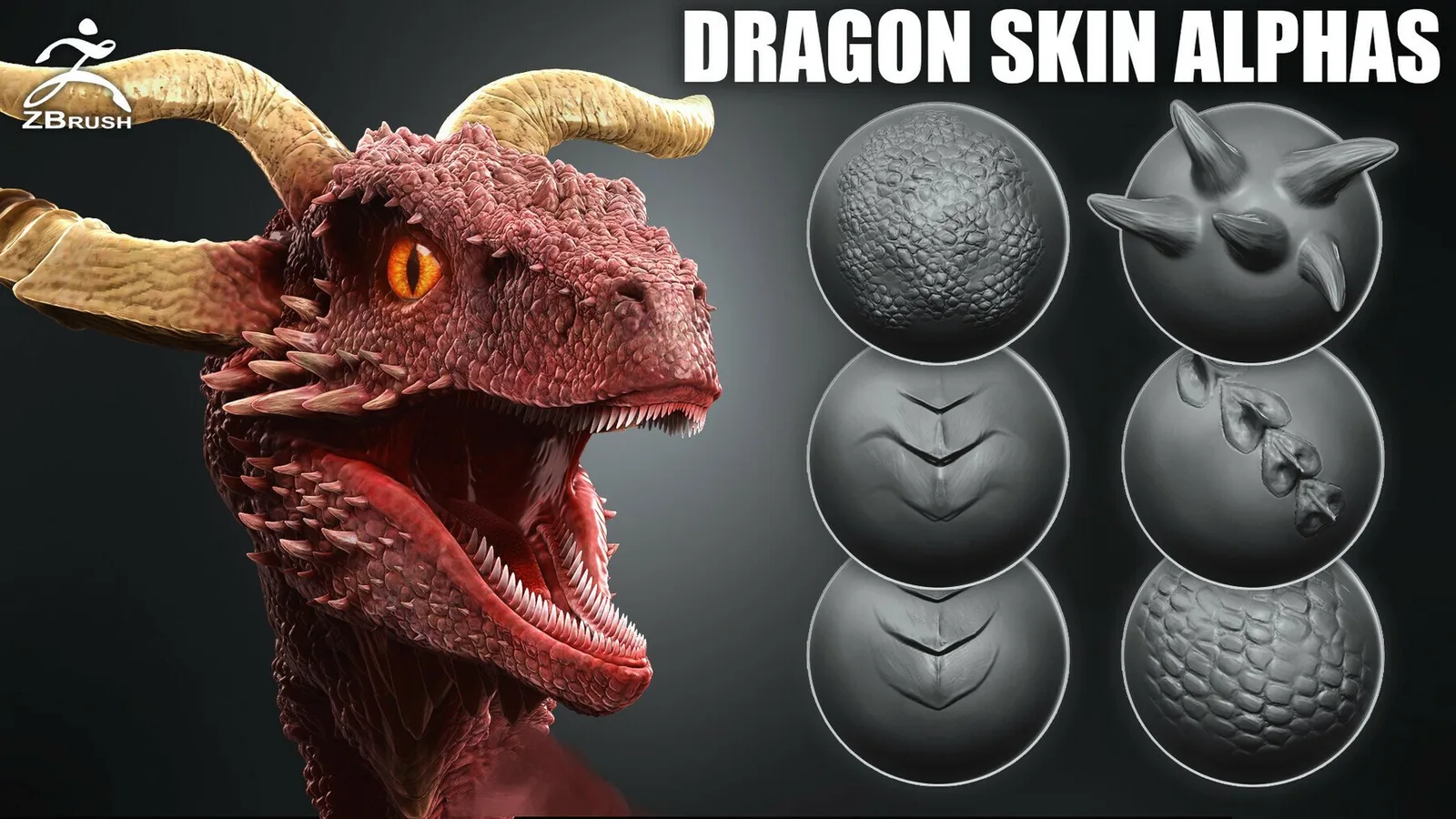 ZBrush Dragon Skin Alphas and VDM Brush preview