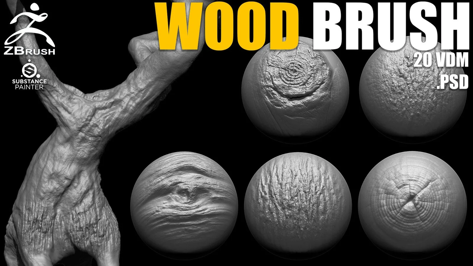 Wood & Tree Brushes for ZBrush preview