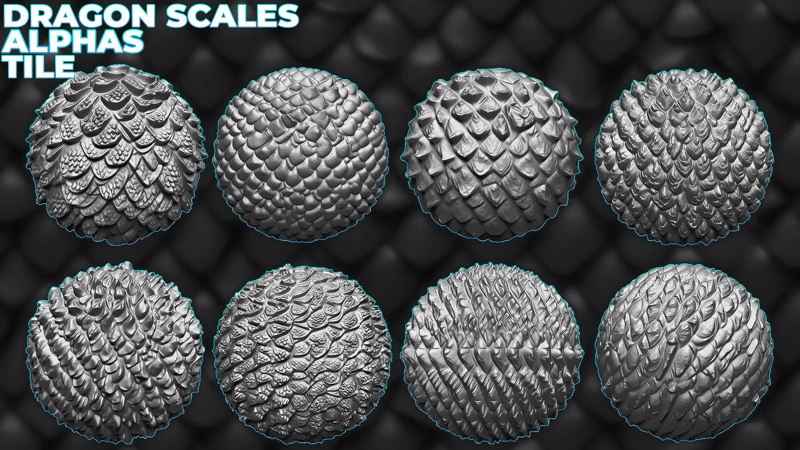 Dragon Scales Alphas for ZBrush, Blender, Mari ( tile alphas) vol. preview 3