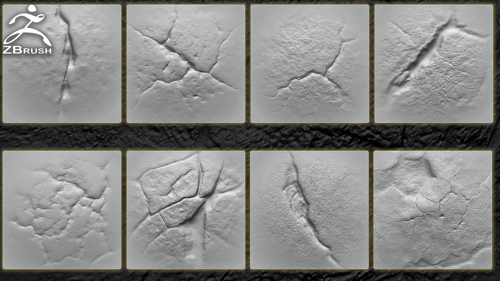 30 Cracked Alphas Vol.1 (ZBrush, Substance, 2K) preview 2