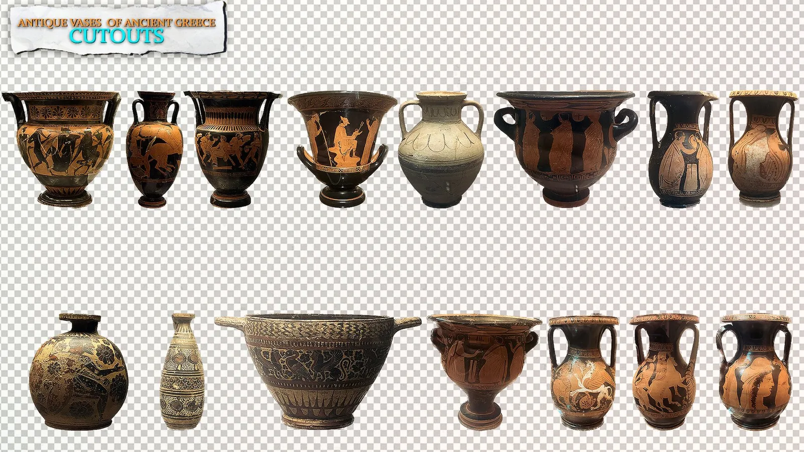 Antique Vases of Ancient Greece - 40 PNG Pack preview 2