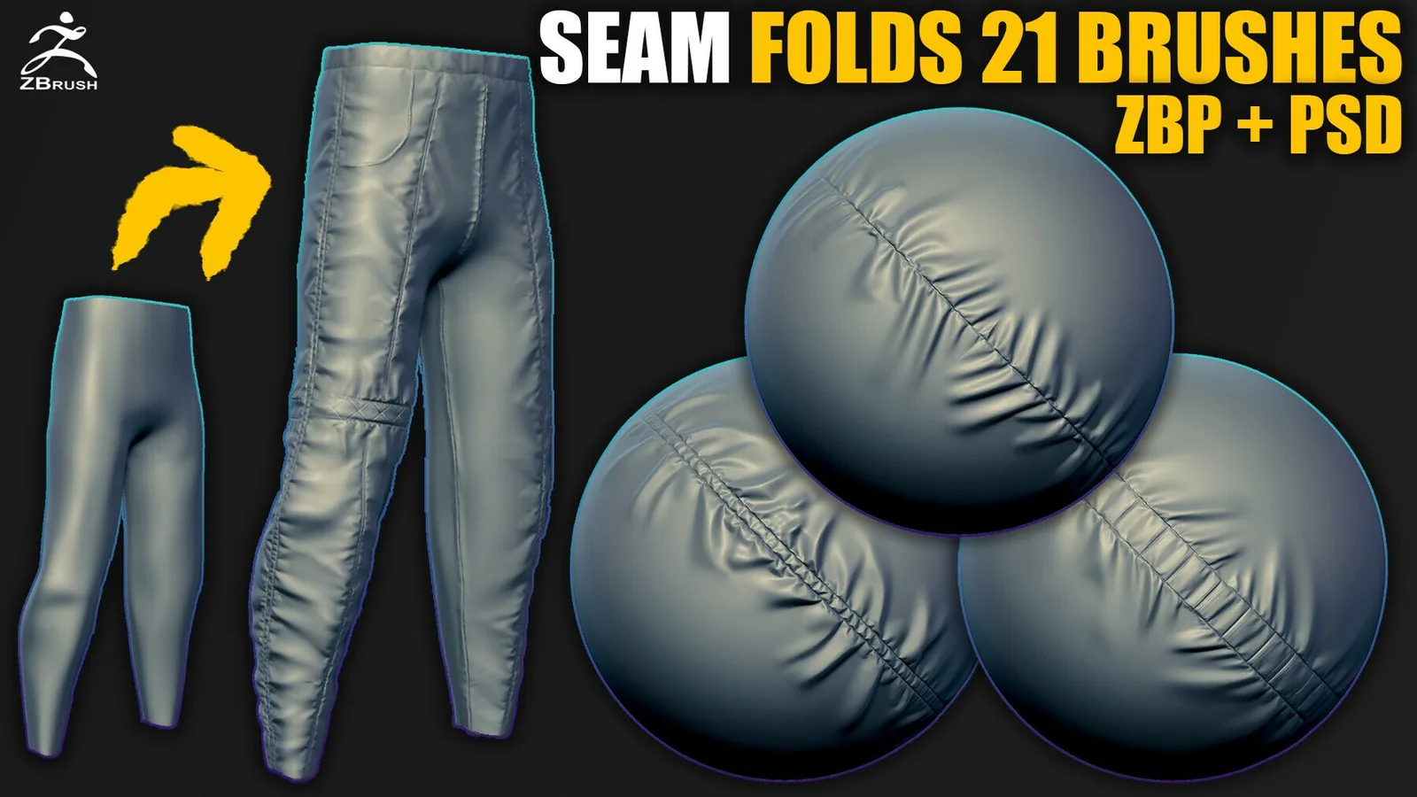 Seam and Folds Brushes for ZBrush (ZBP & PSD)