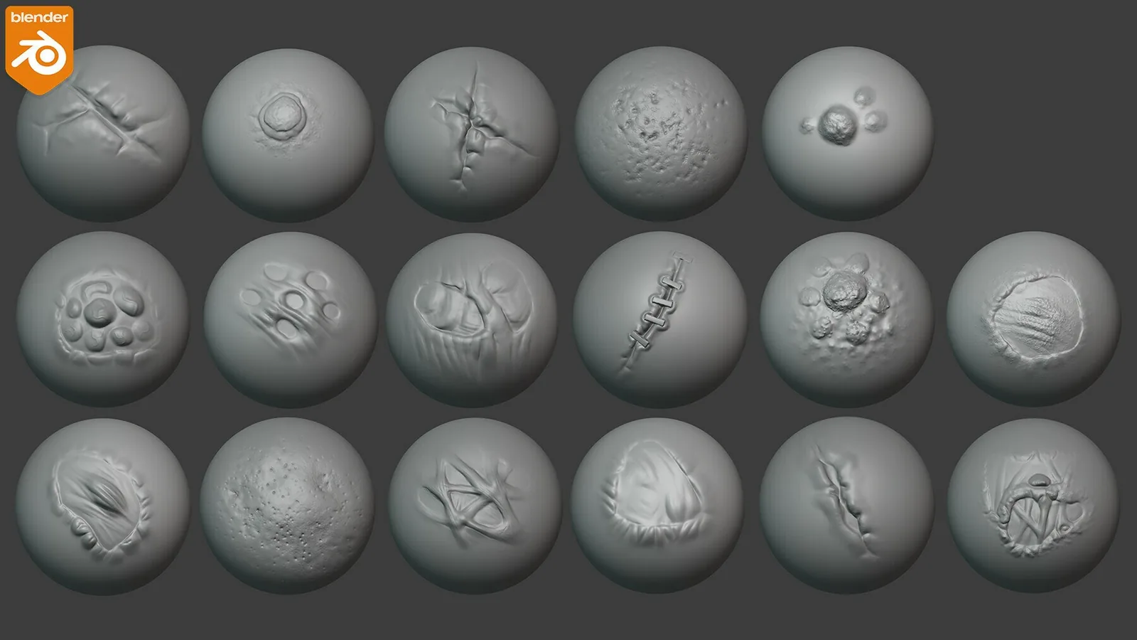 Wounds and Scars Brushes for Blender. Asset Browser. preview 3