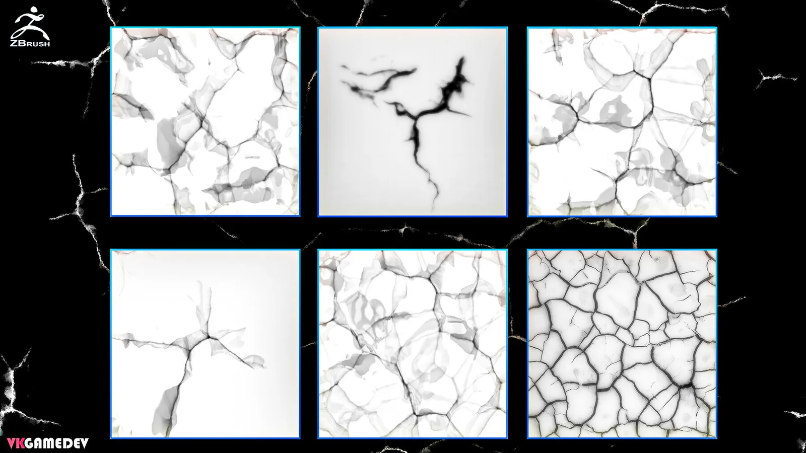 30 Cracks Alphas for Zbrush preview 2