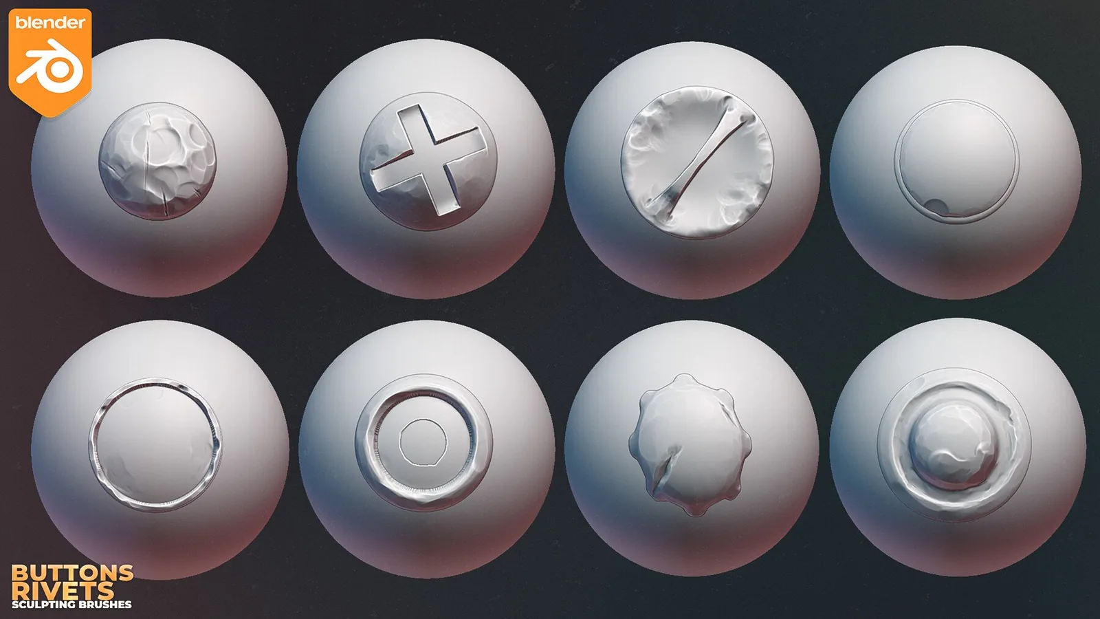 Blender Buttons And Rivets Sculpting Brushes. Asset Browser. preview 2