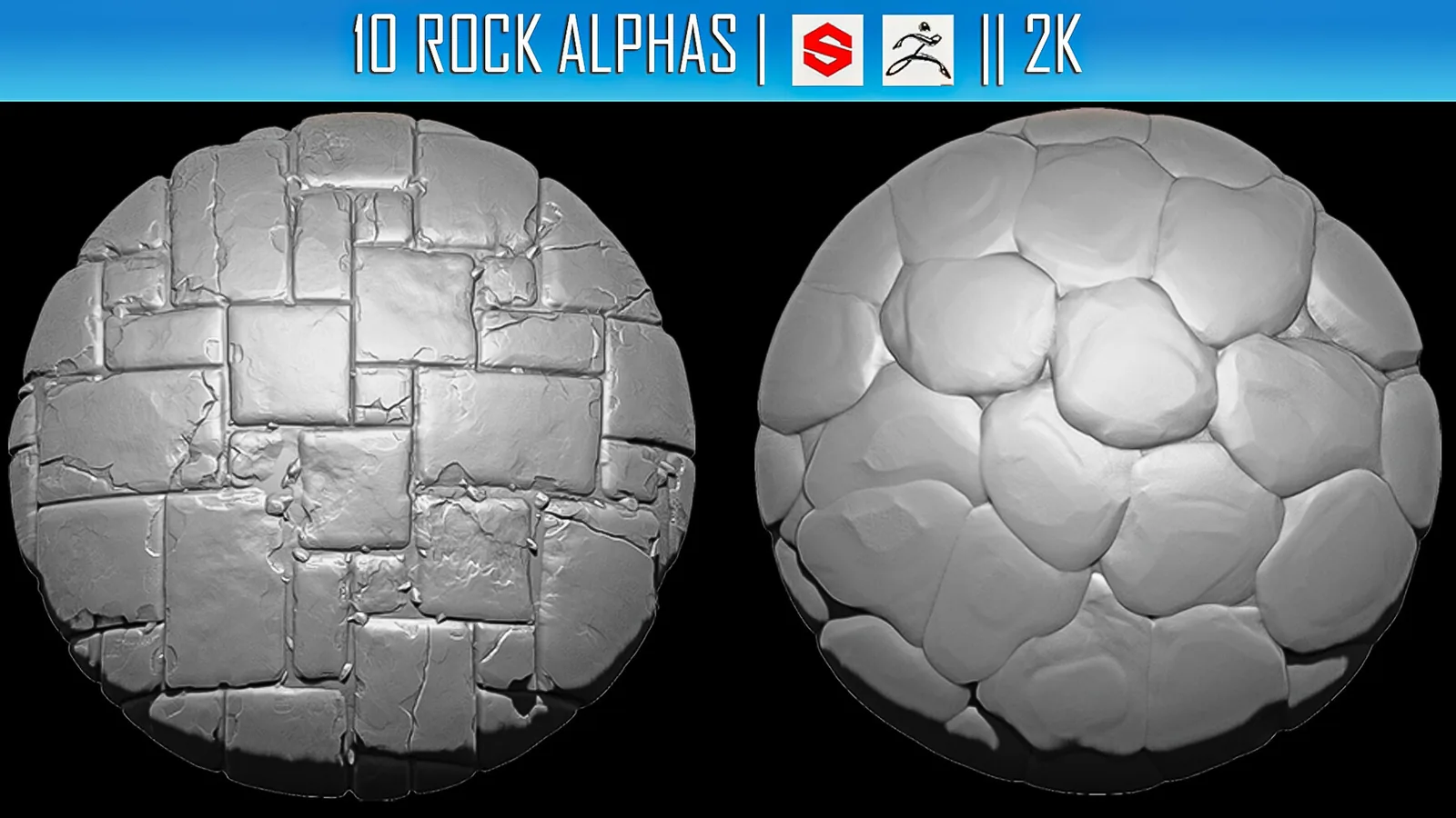 10 Rock Alphas (ZBRush, Substance, 2K) preview 1