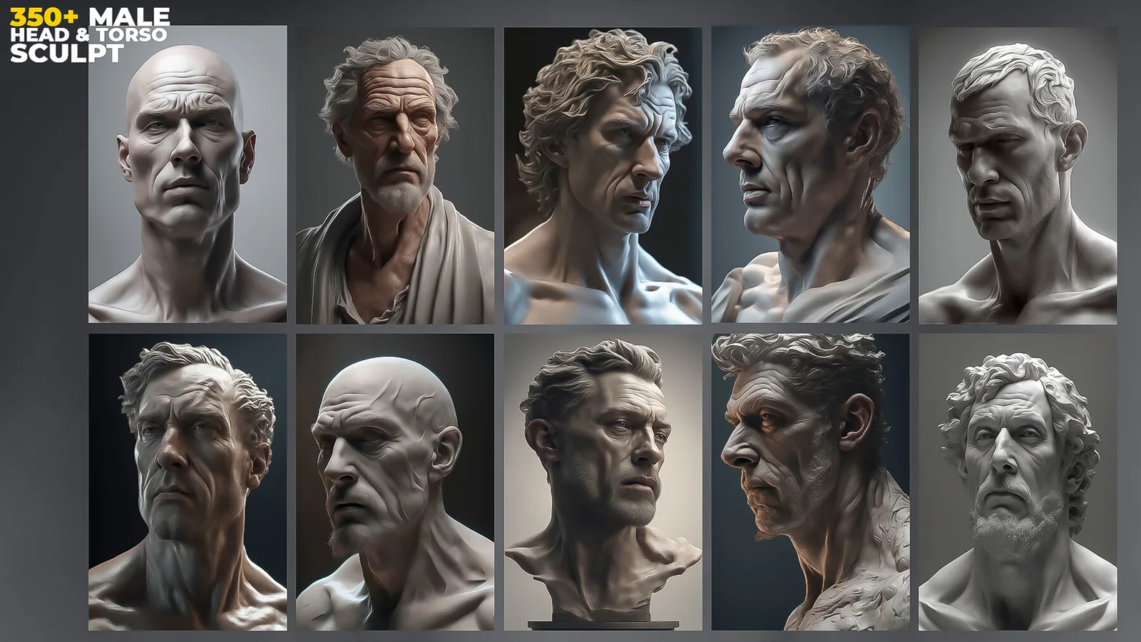 350+ Male Head & Torso Sculpt References Pictures preview 1