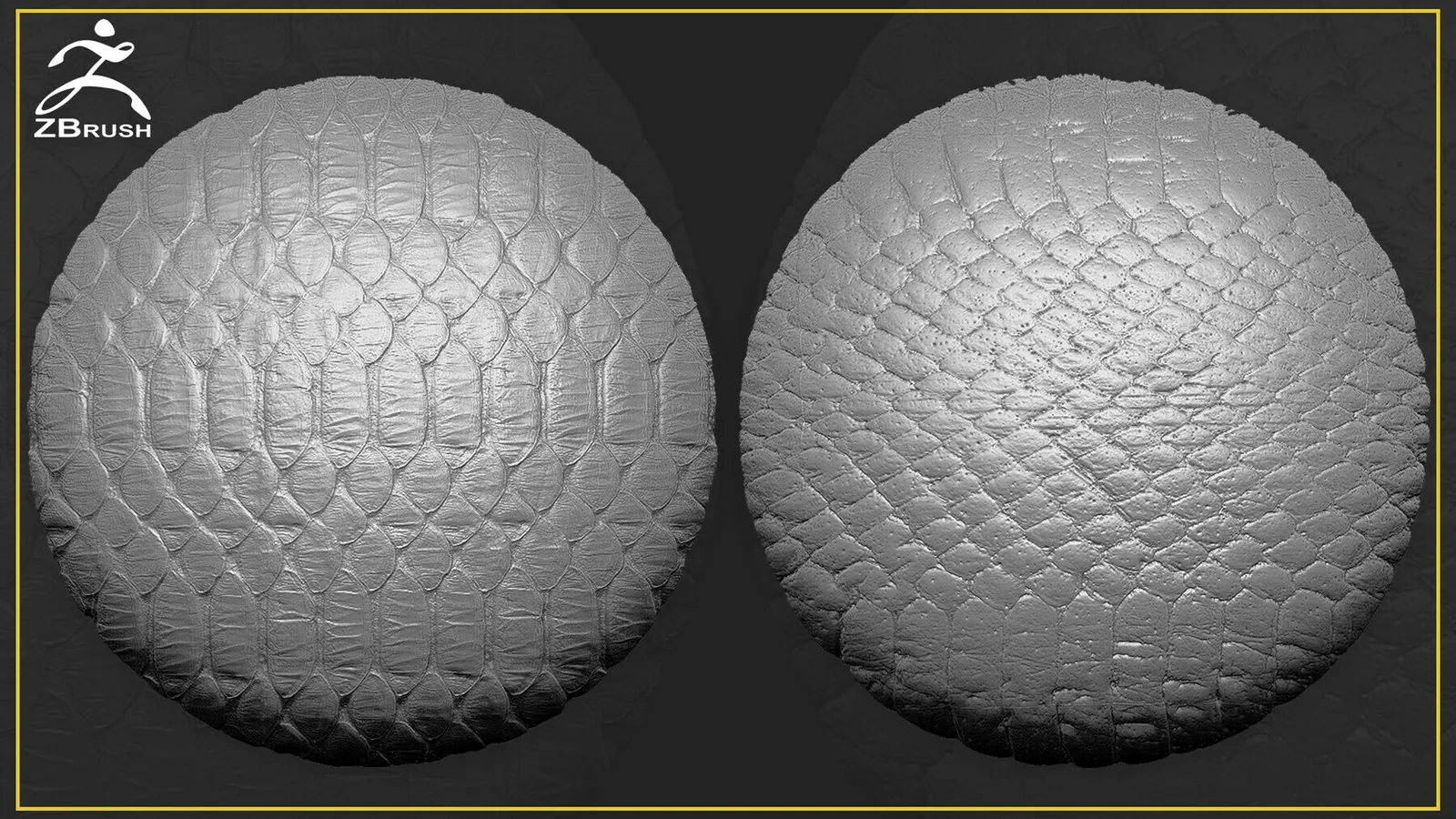 Reptile Skin Alphas Tileable (ZBrush, 2K) preview 1