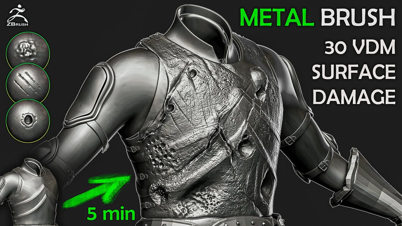 Metal Brush. Quickly damage metal surface. ZBrush