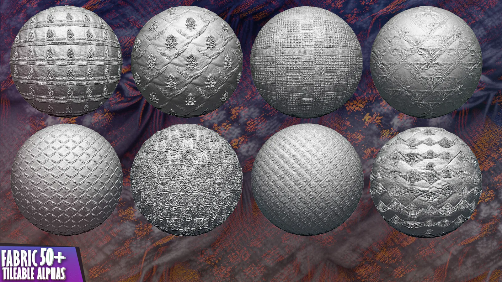 50+ Fabric Tileable Alphas Vol.11 (ZBrush, Substance, Displacement Map) preview 2