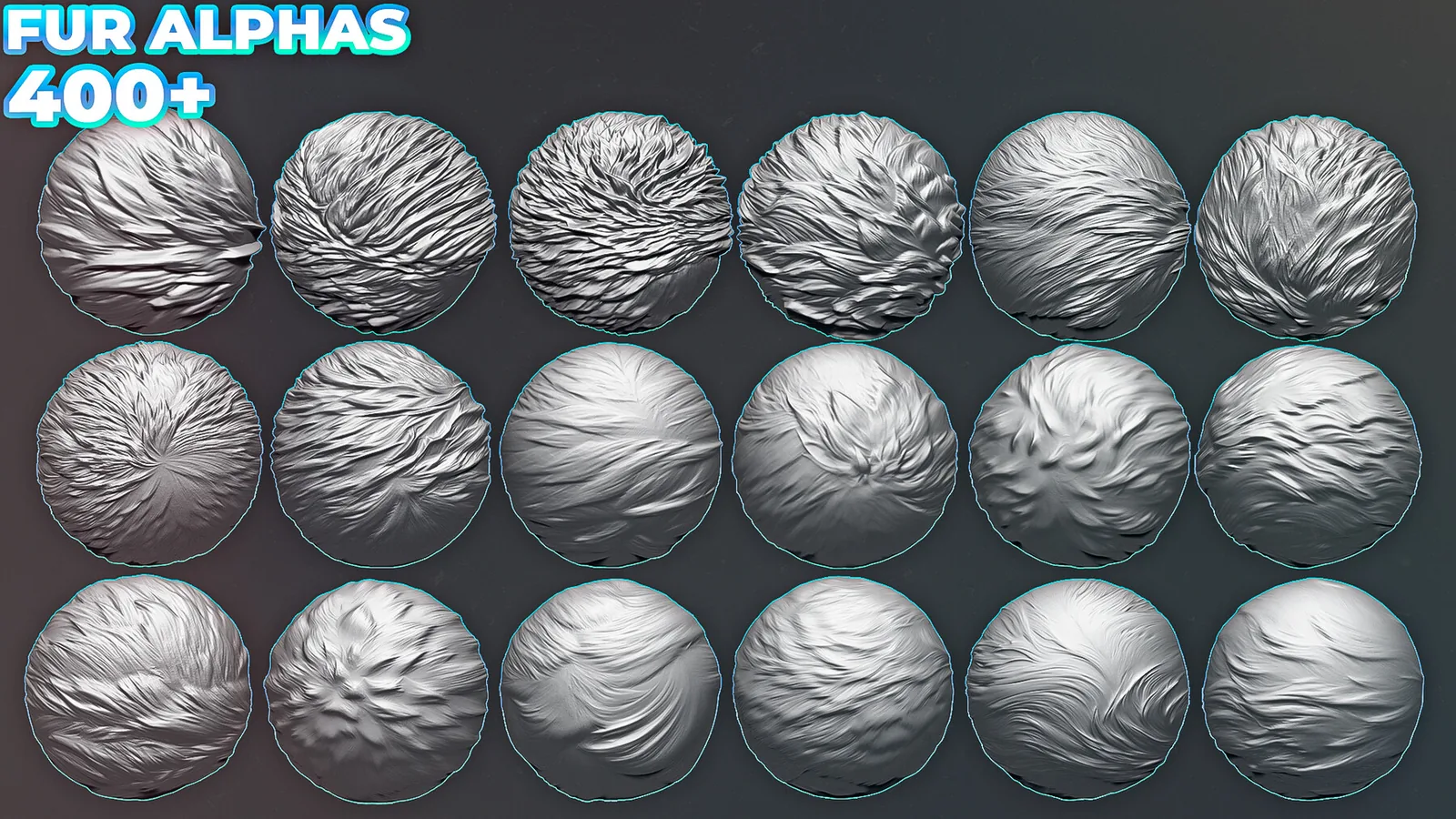 400+ Fur Alphas (Displacement Maps) for ZBrush, Blender, Substance Painter vol.8 preview 2