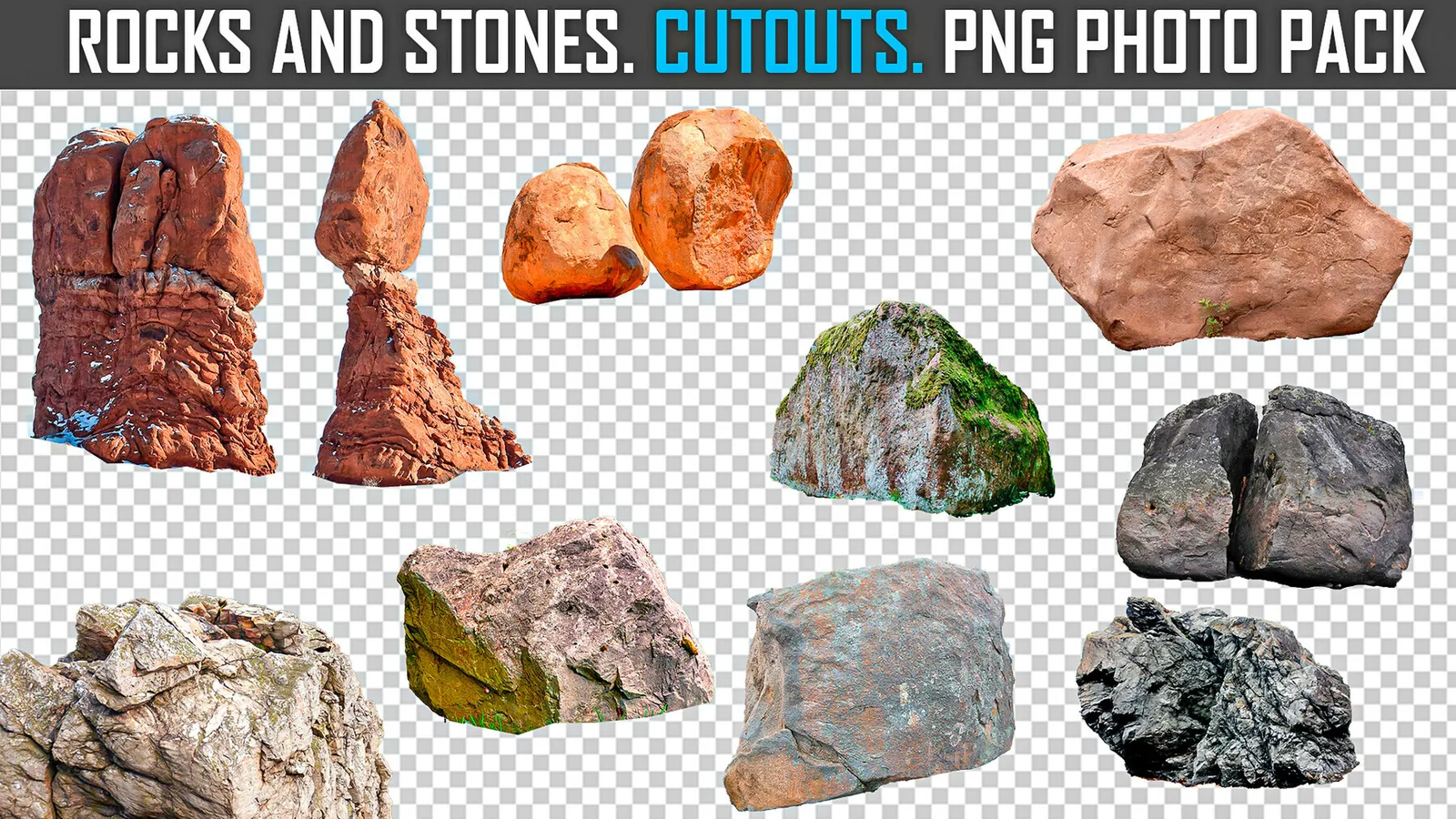 Rocks and Stones Cutouts - PNG Photo Pack preview 3