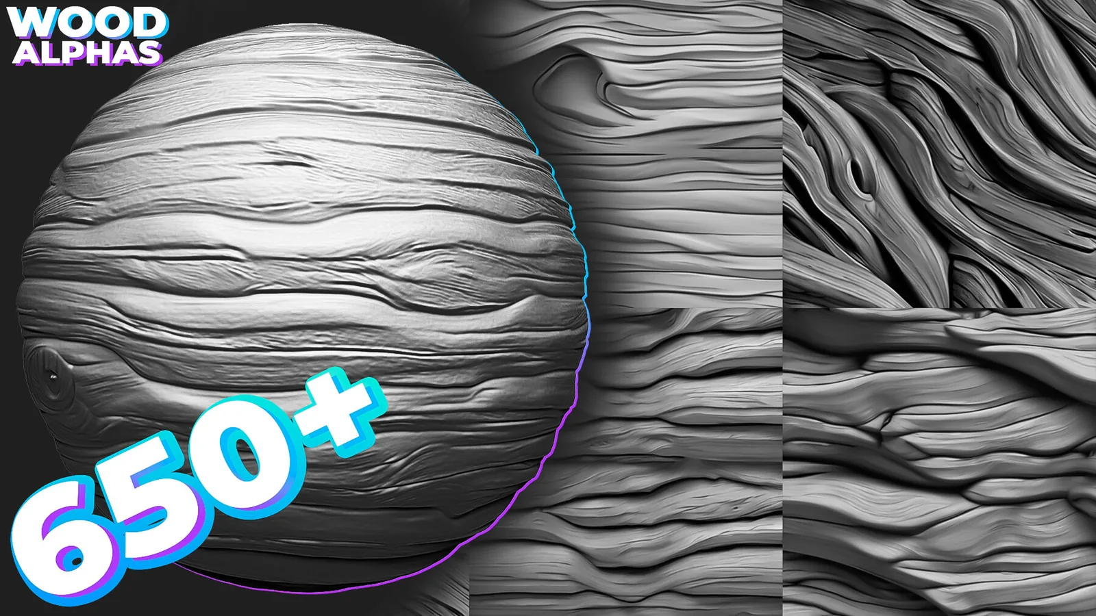 650+ Wood Alphas (Displacement map) for ZBrush, Blender vol.9 preview
