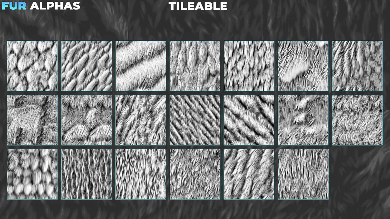 450+ Fur Alphas (Displacement Maps) for ZBrush, Blender, Substance Painter vol.9 preview 3