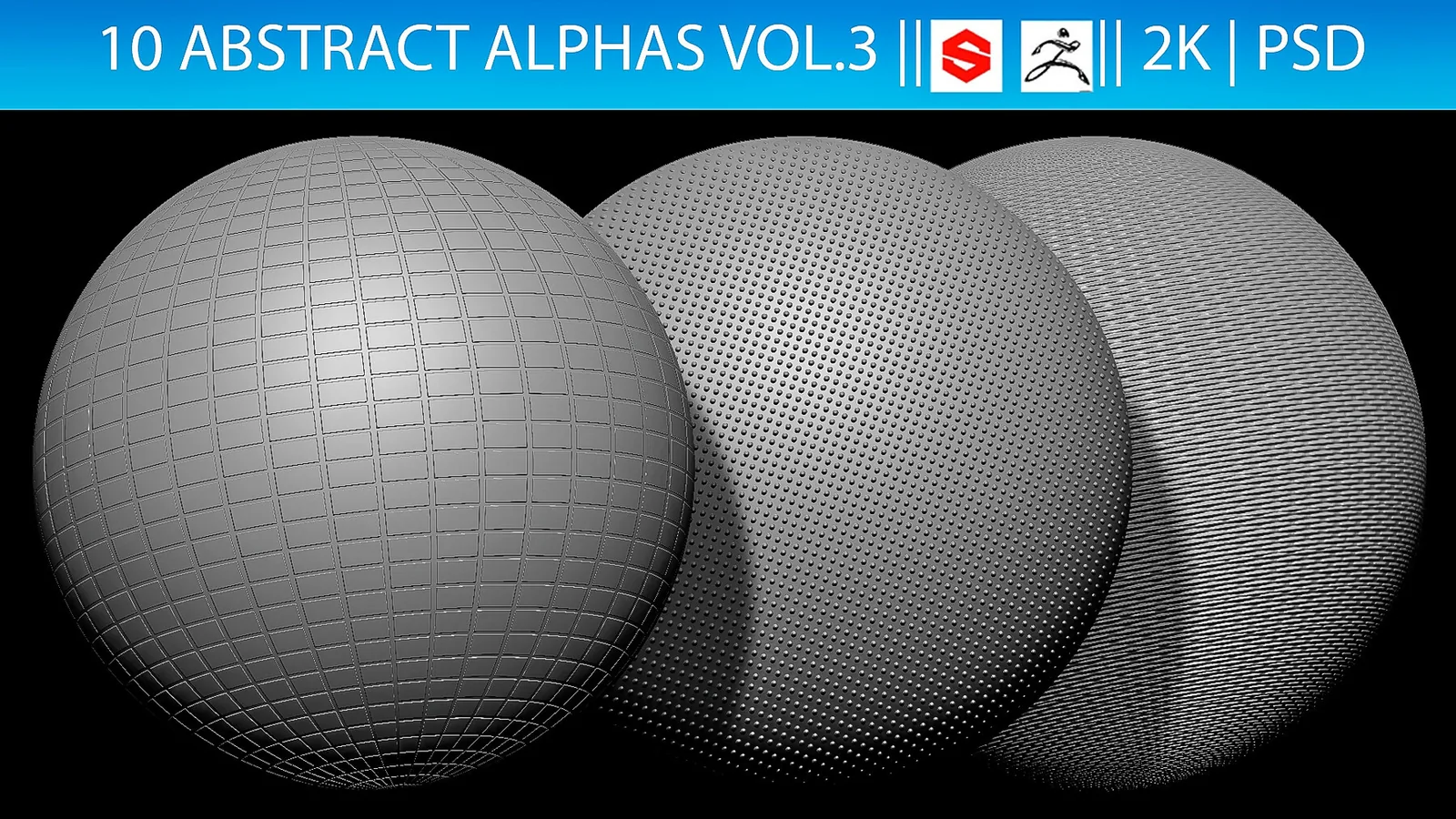 10 Abstract Alphas Vol.3 (ZBrush, Substance, 2K, PSD) preview 1