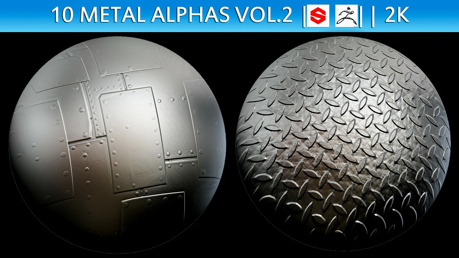 10 Metal Alphas Vol.2 (ZBrush, Substance, 2K) preview 3