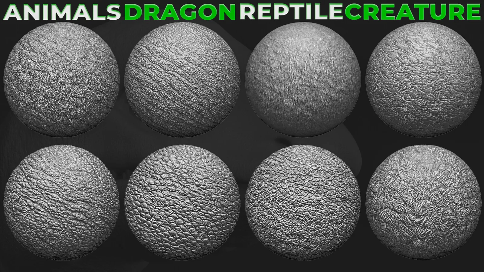 60+ Animals, Dragon, Reptile, Creature Alphas. ZBrush. Blender. Tileable. preview 2