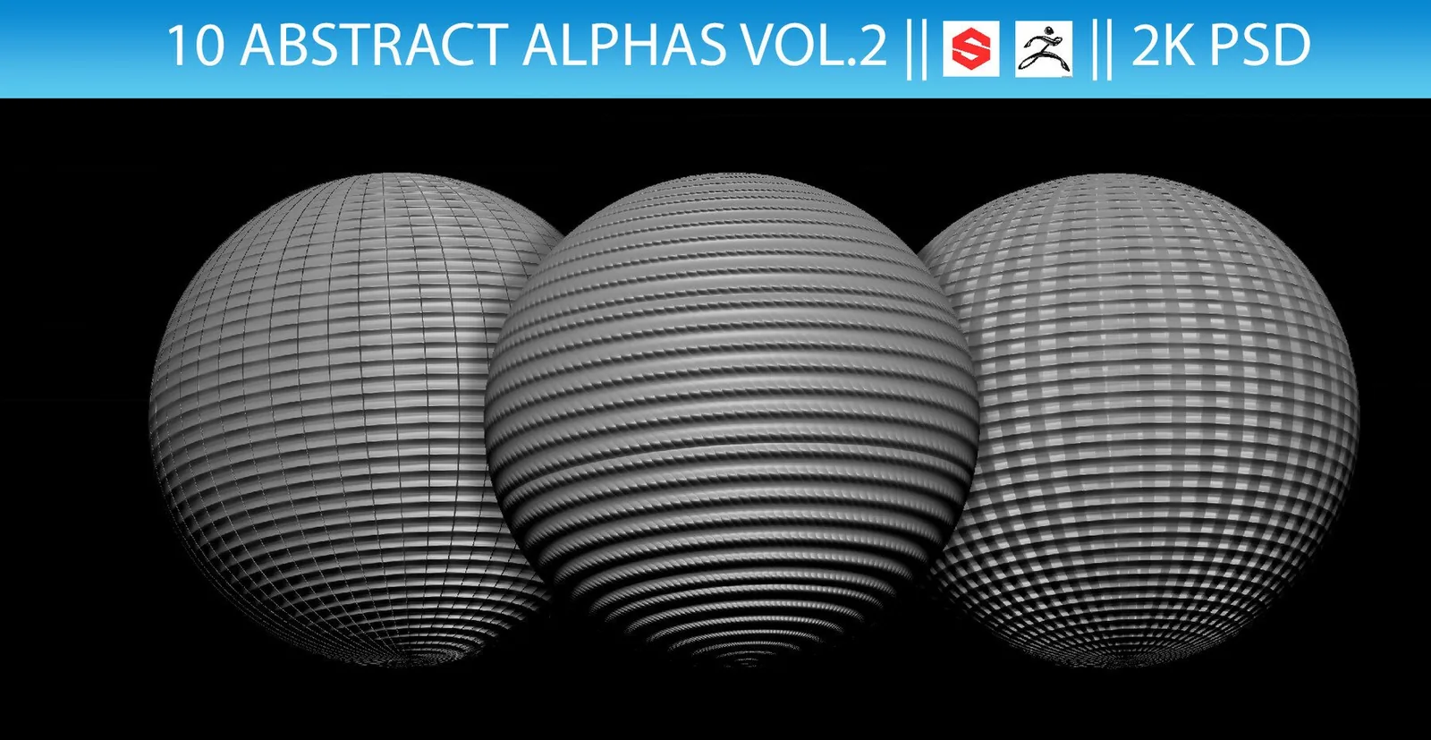 10 Abstract Alphas Vol.2 (ZBrush, Substance, 2K, PSD)