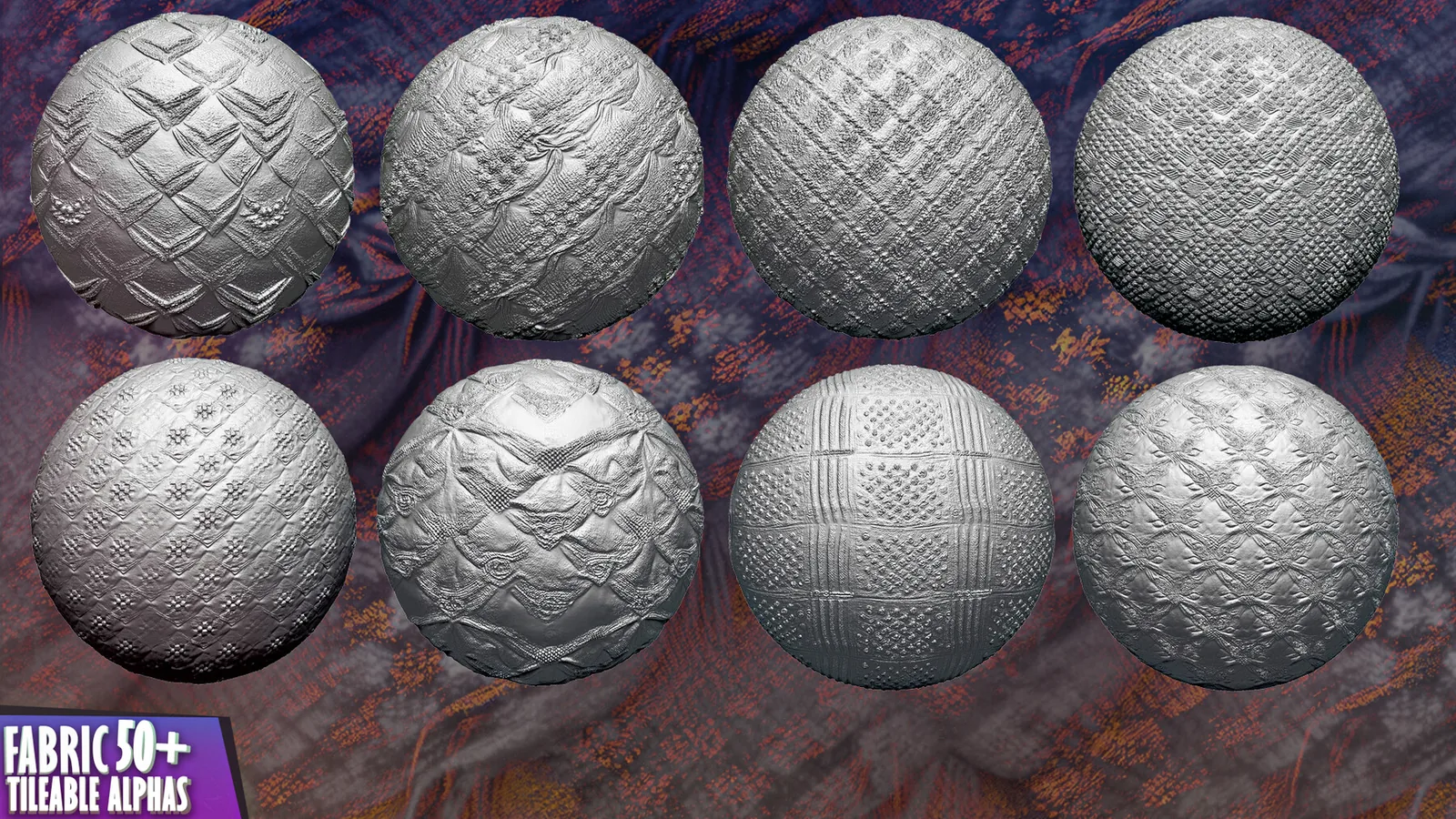 50+ Fabric Tileable Alphas Vol.11 (ZBrush, Substance, Displacement Map) preview 3