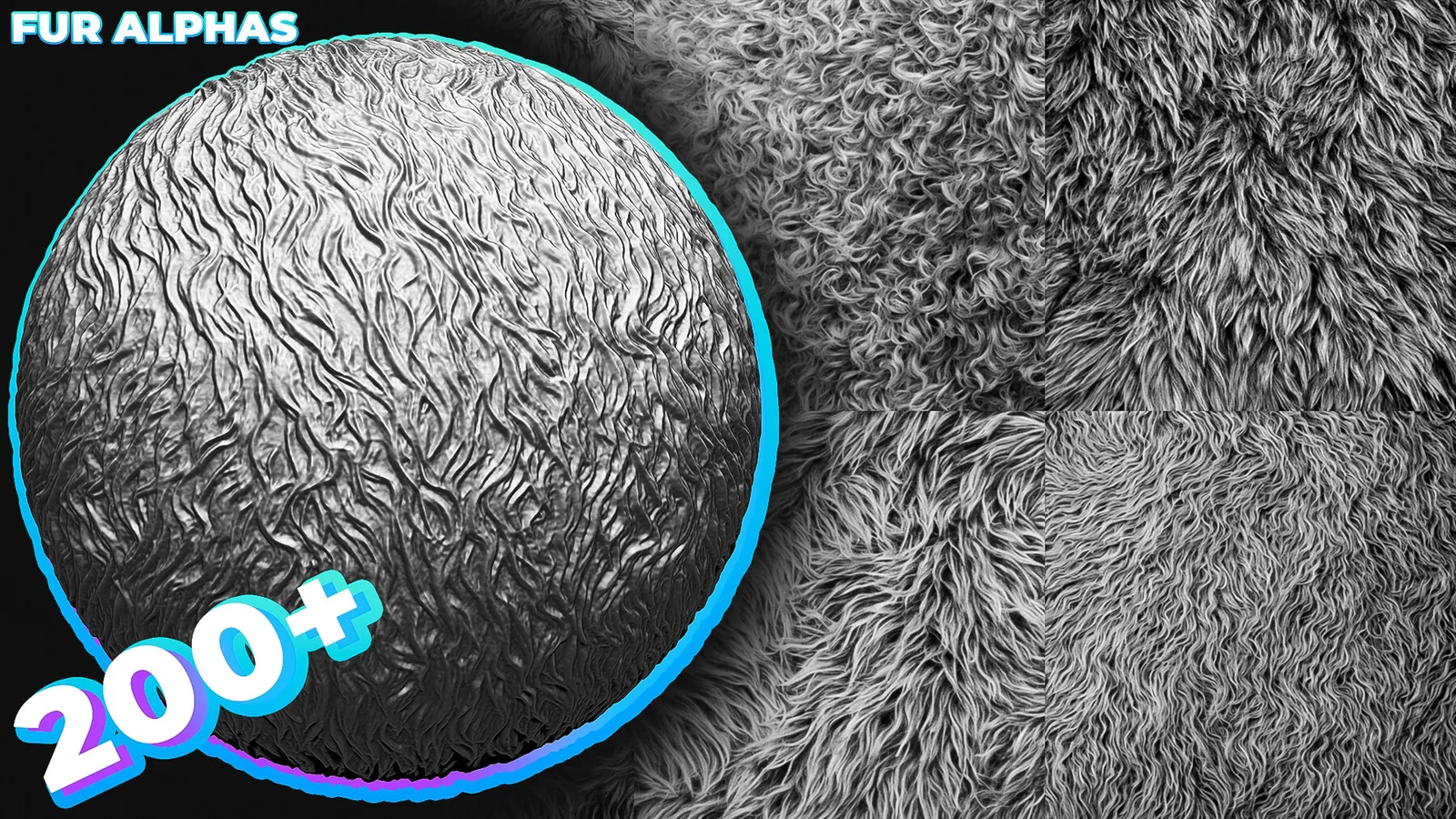 200+ Fur Alphas (Displacement Maps) for ZBrush, Blender, Substance Painter vol.7 preview