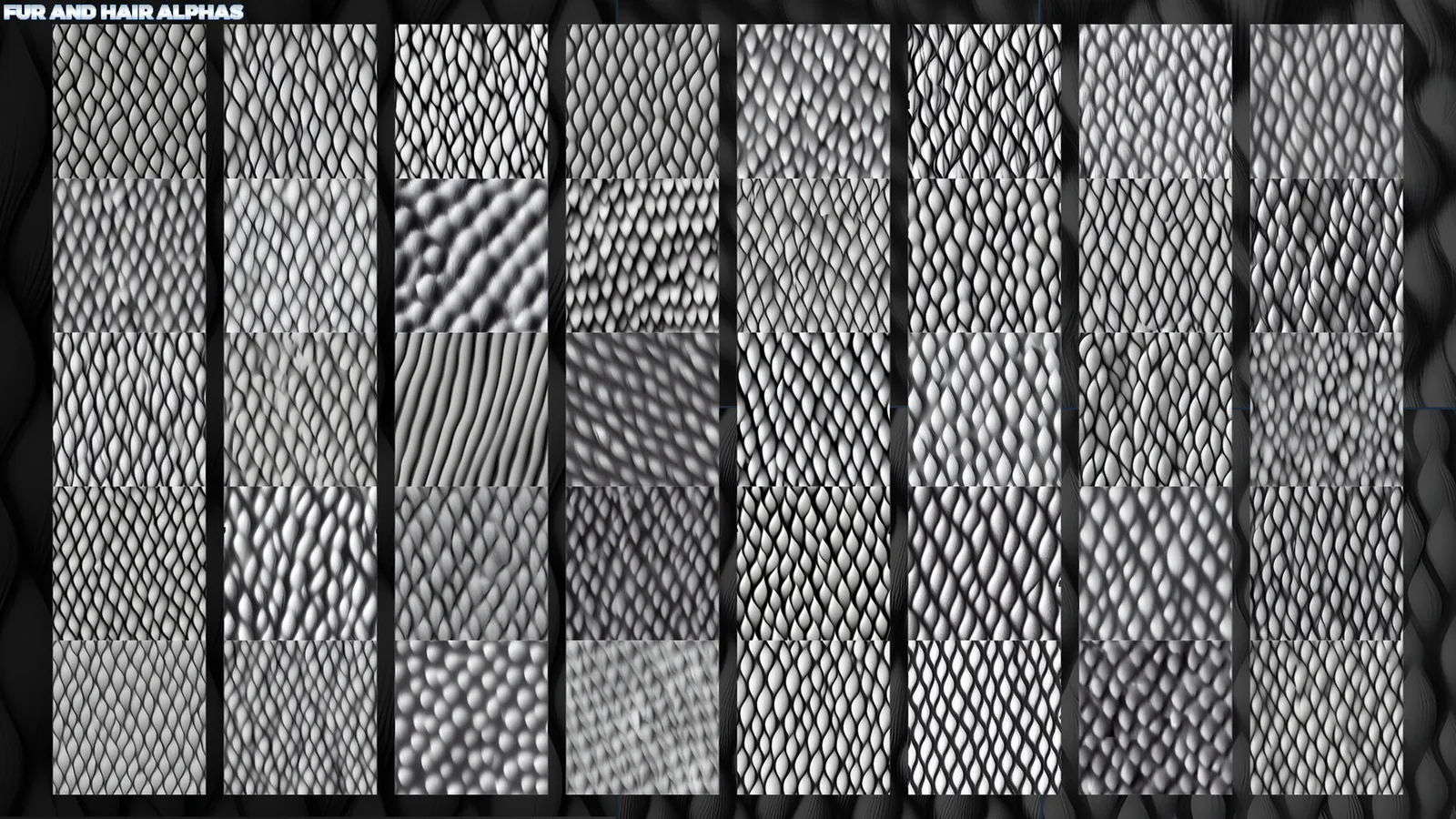 Fur and Hair Seamless Alphas (Displacement Maps) for ZBrush, Blender, Substance Painter vol. preview 2