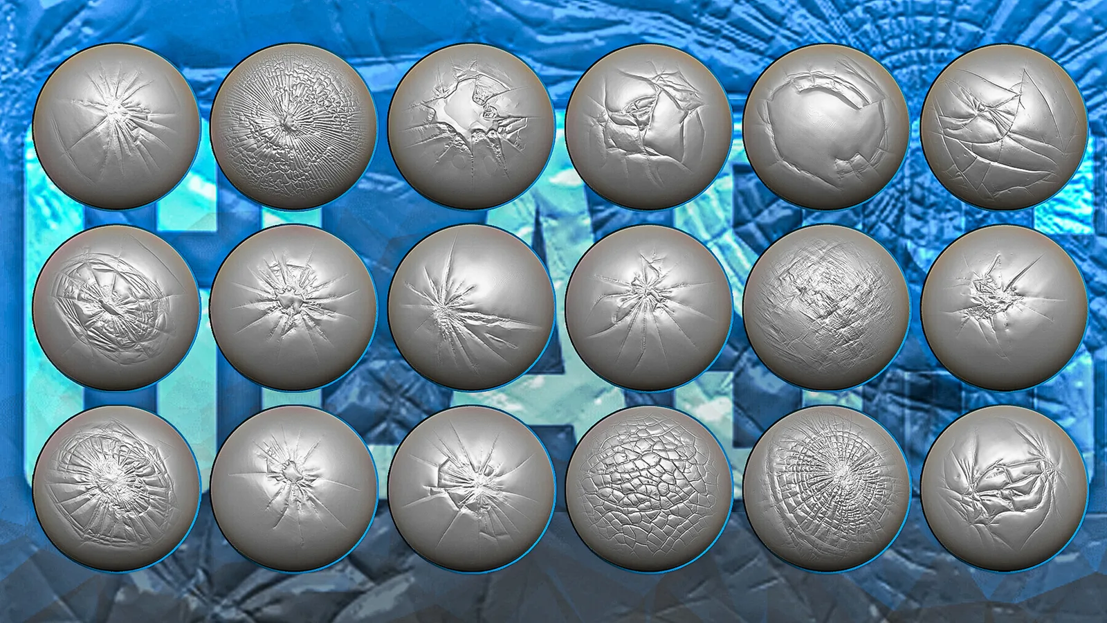 Broken Glass Alphas for ZBrush preview 1