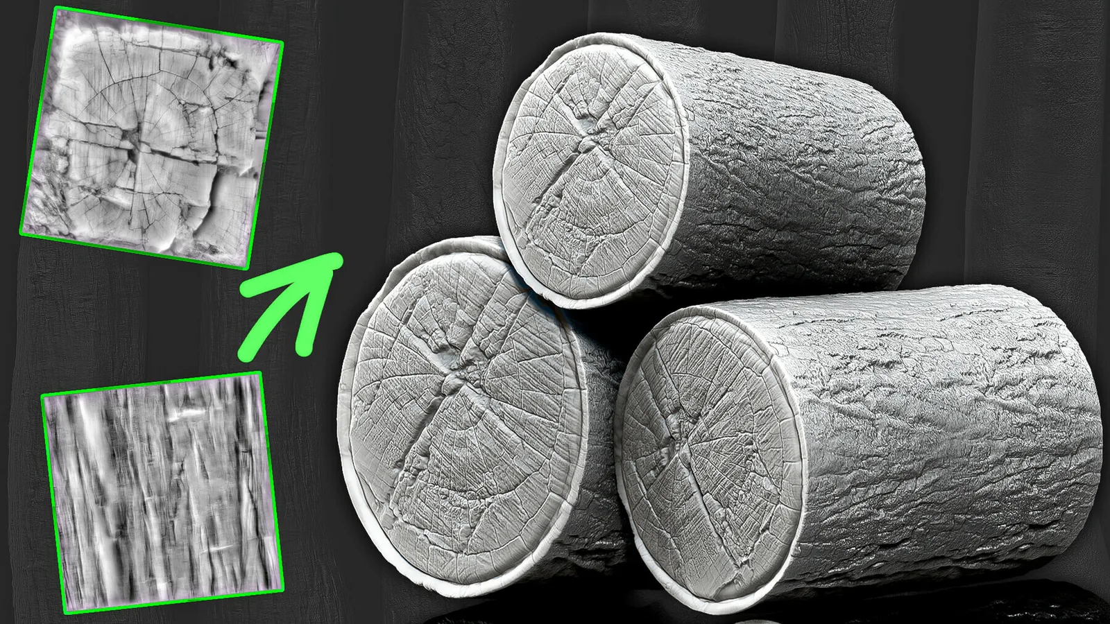 35 Tree Bark Alphas (ZBrush, Substance) preview 1