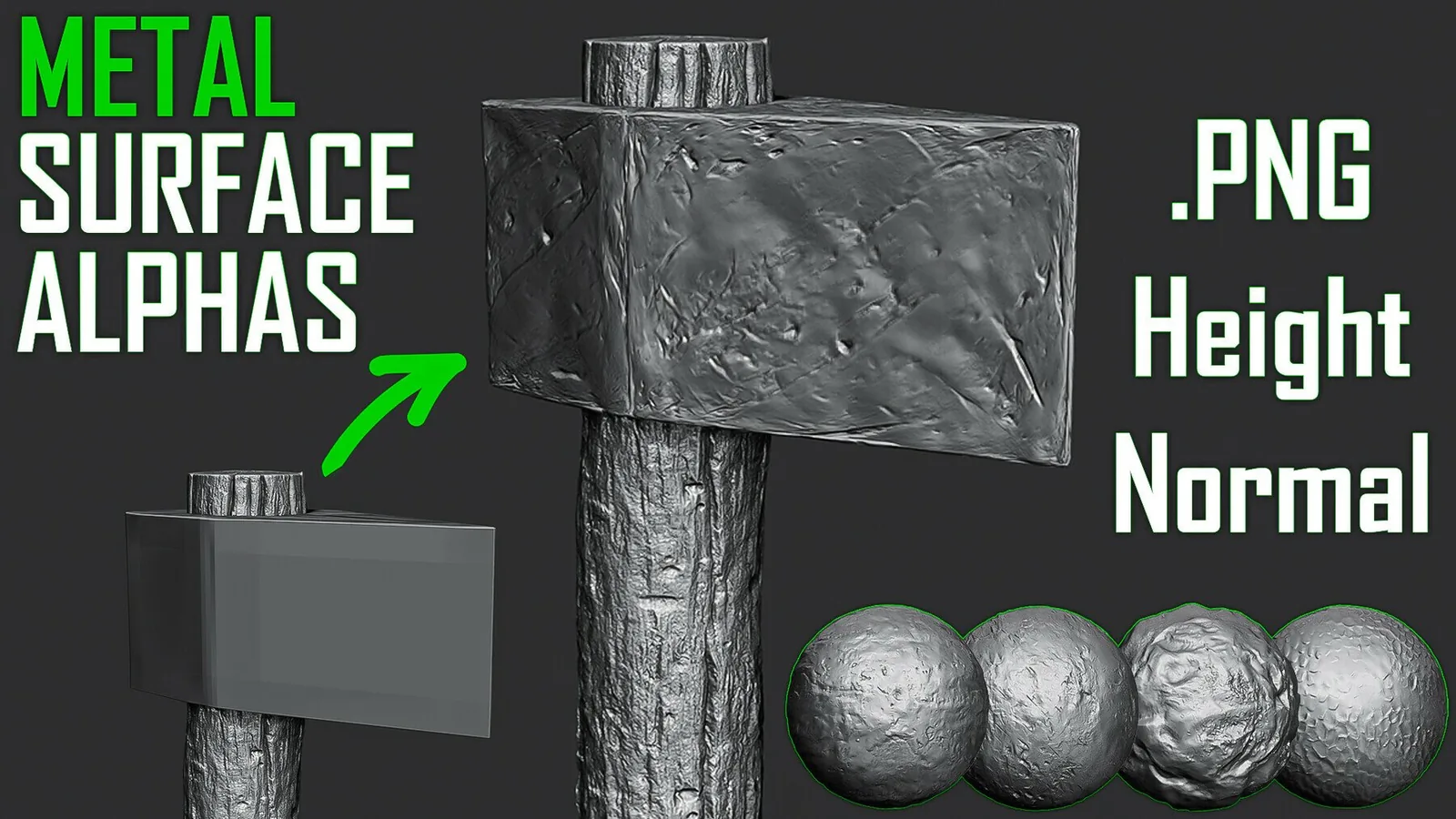 Metal Surface Alphas for ZBrush (Normal Map, 2K, Tileable)